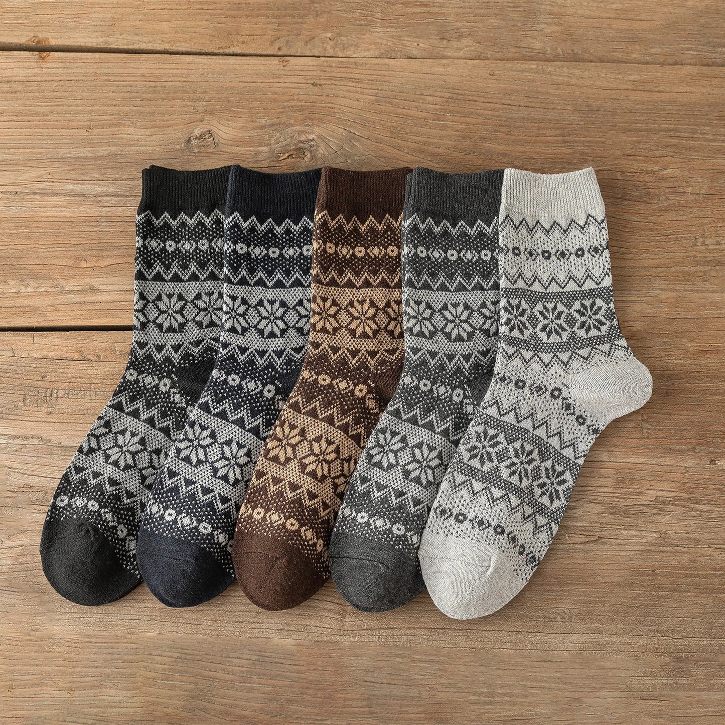 Malmö Nordic Warm Socks (5 Pairs Set) | Unisex Vintage Winter Socks