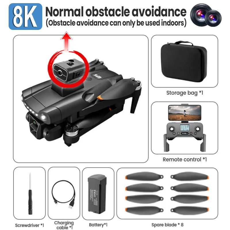 8K Drone GPS return - FPV - Anti-Collision Sensors - Flight up to 30 min