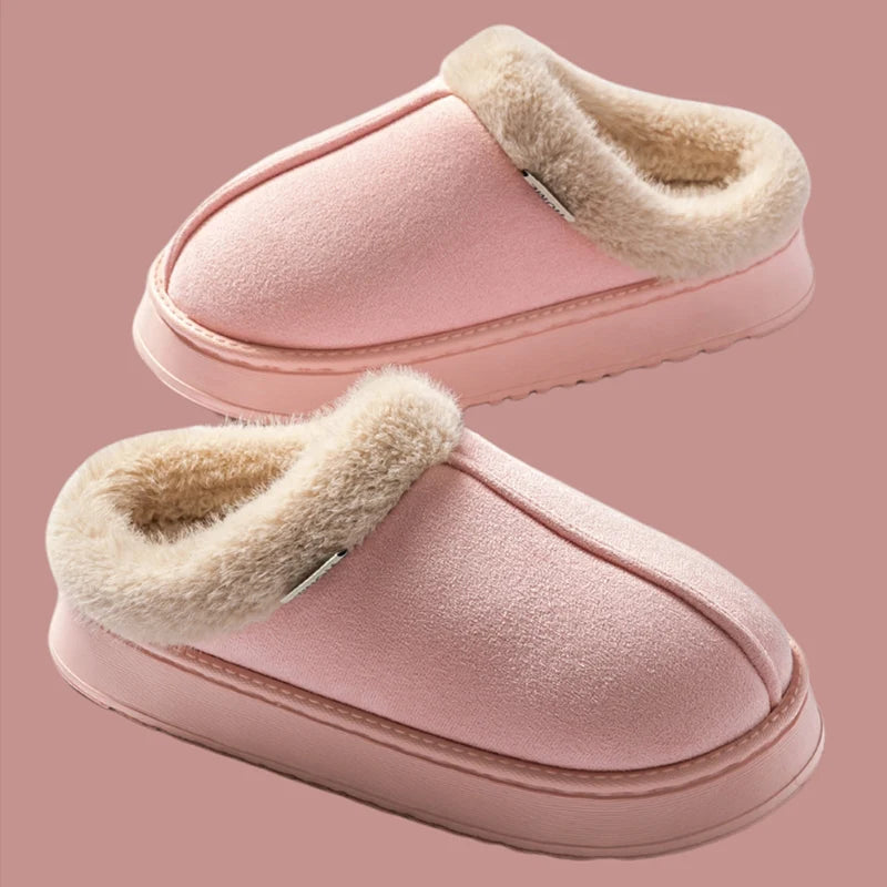 Men’s Winter Plush Slippers – Warm Cotton with Faux Suede Upper Anti-Slip Sole