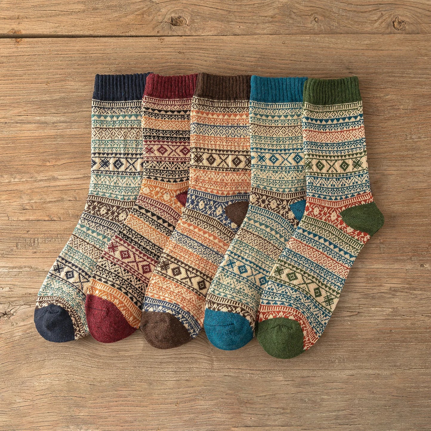 Copenhagen Nordic Warm Socks (5 Pairs Set) | Unisex Vintage Winter Socks