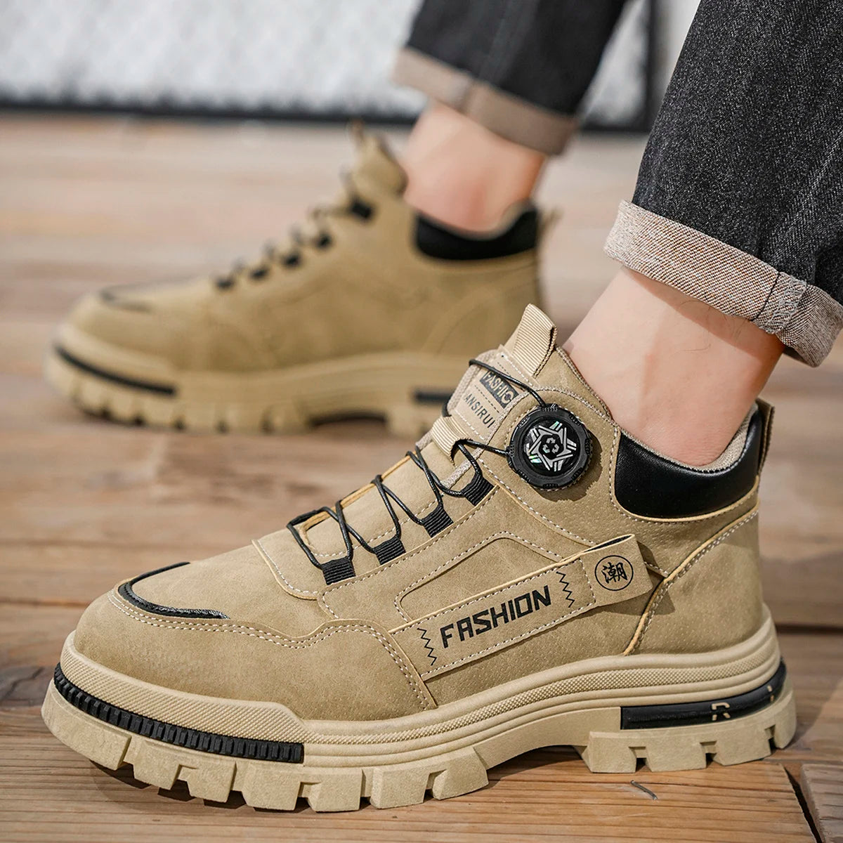 Men’s Technical Trekking Sneakers with BOA Closure System – Non-Slip Thick Sole