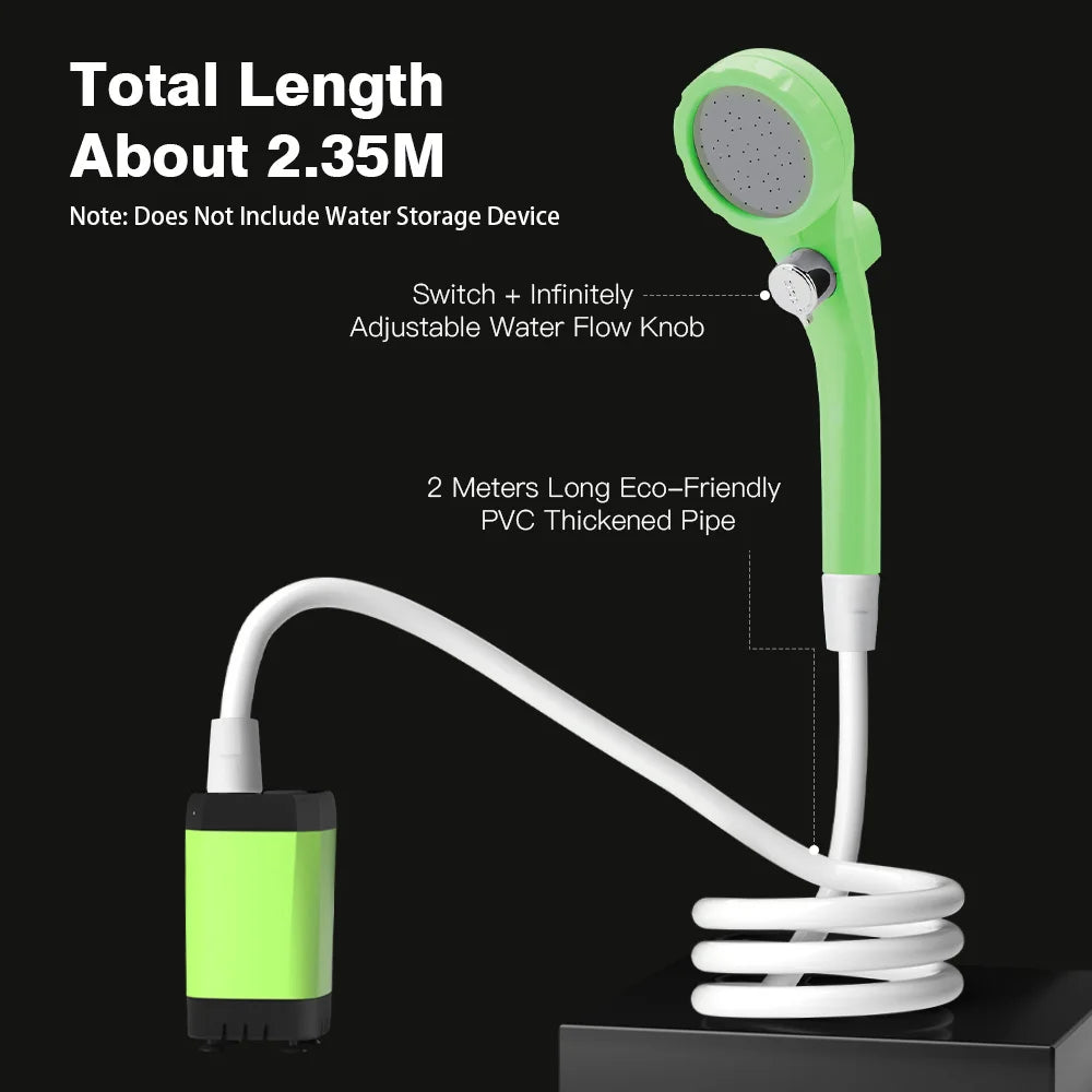 Portable Outdoor Shower Kit - 6000 mAh Battery-Powered Pump - Camping & Travel