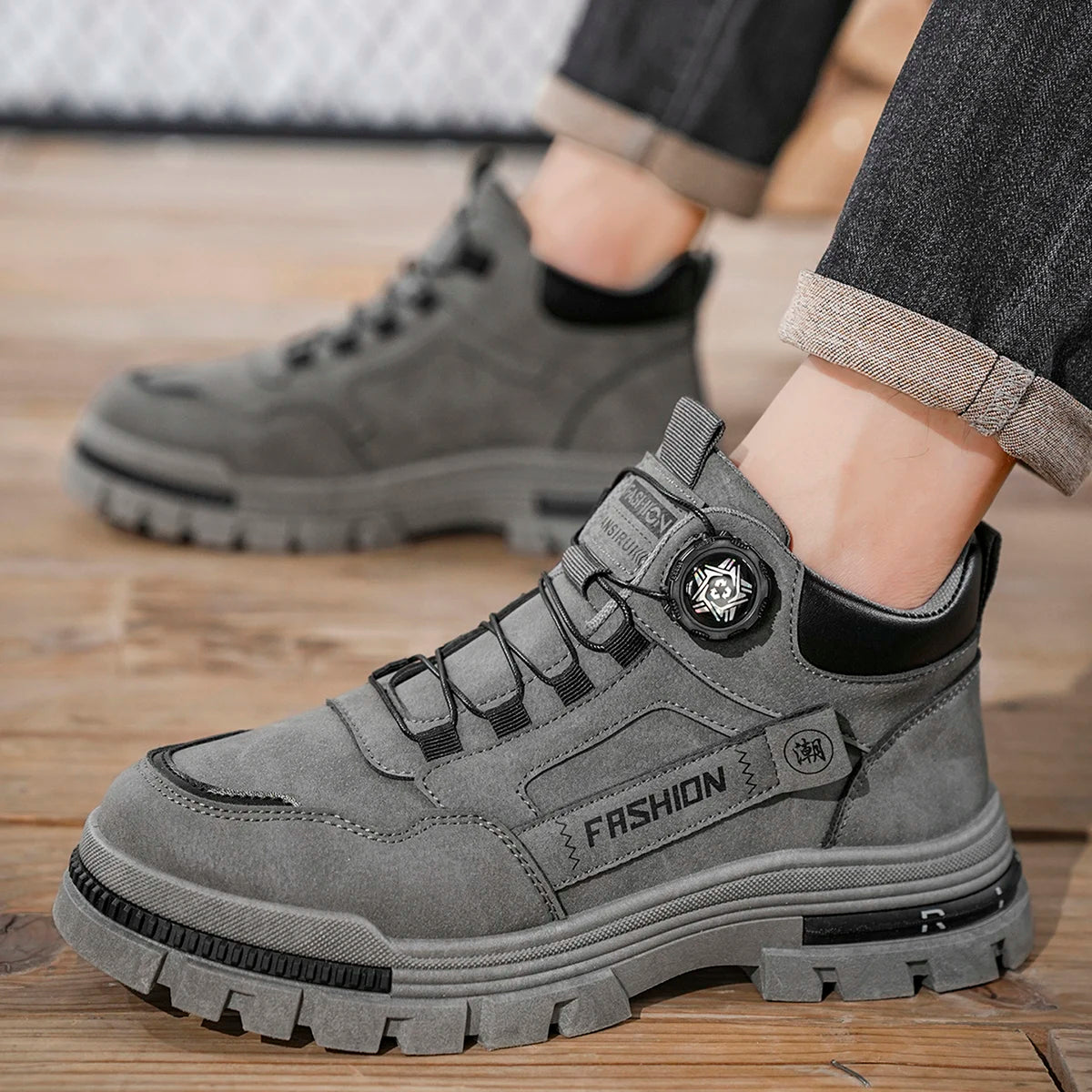 Men’s Technical Trekking Sneakers with BOA Closure System – Non-Slip Thick Sole