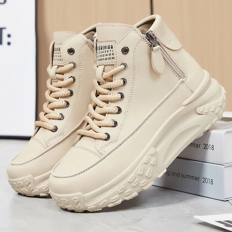 Women’s High Top Sneakers with Thick Non-Slip Sole – Casual Breathable Platform Shoes
