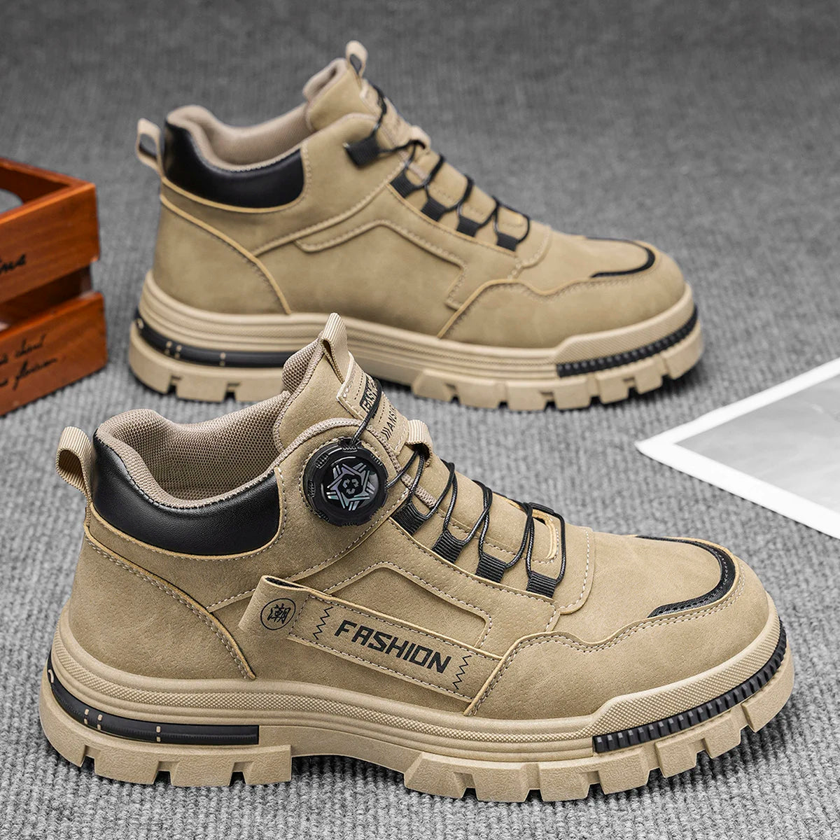 Men’s Technical Trekking Sneakers with BOA Closure System – Non-Slip Thick Sole