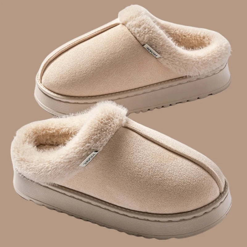 Men’s Winter Plush Slippers – Warm Cotton with Faux Suede Upper Anti-Slip Sole