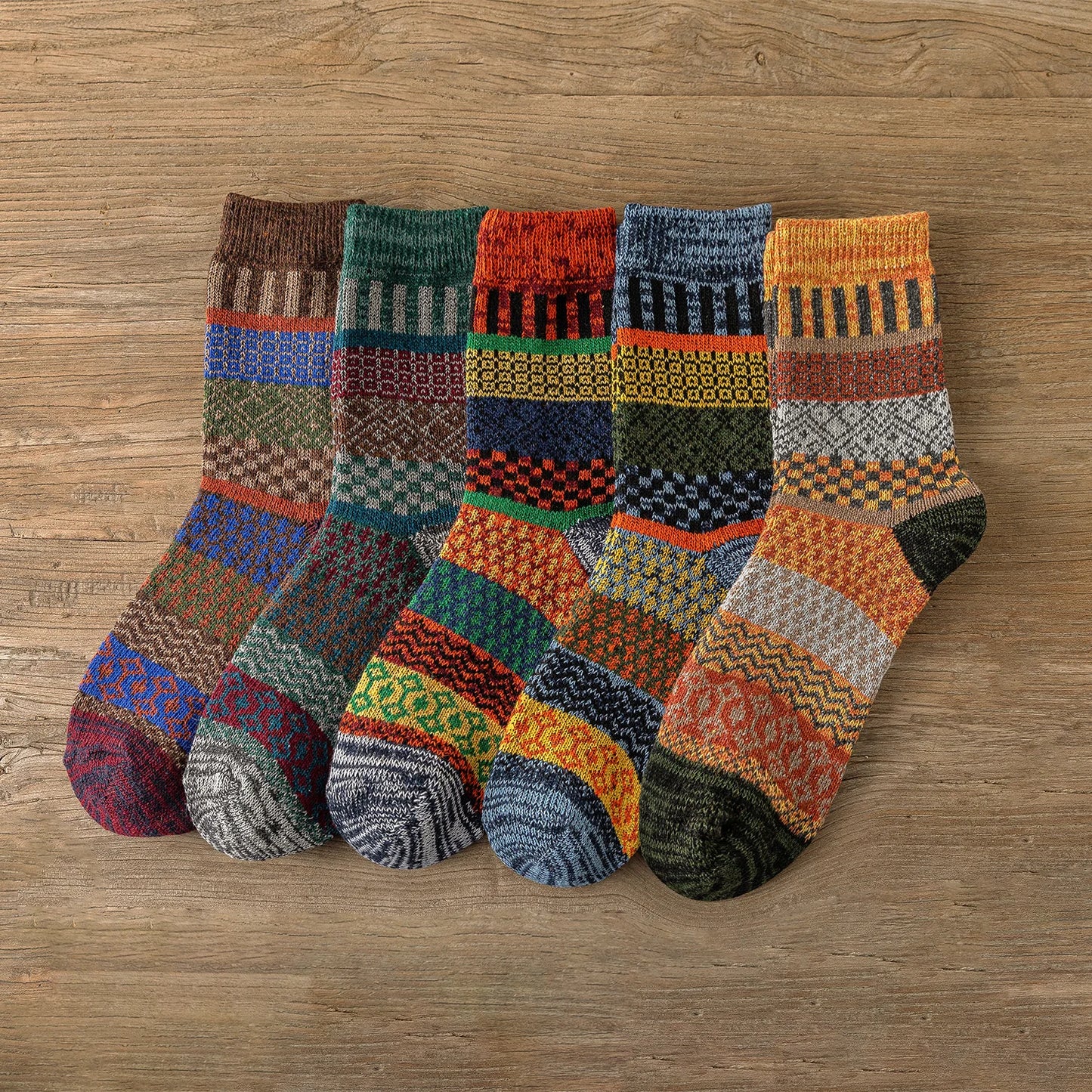 Kiruna Nordic Warm Socks (5 Pairs Set) | Unisex Vintage Winter Socks