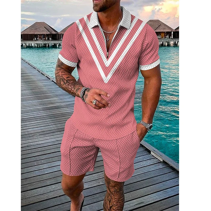 Victory Line Polo Set – Men’s Summer 2-Piece Outfit Sport Chic Design