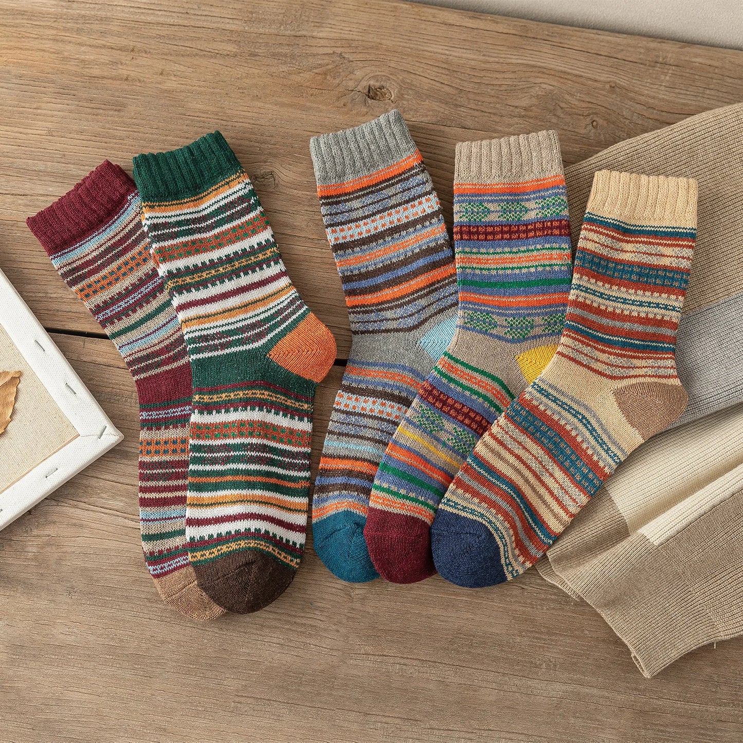 Stockholm Nordic Warm Socks (5 Pairs Set) | Unisex Vintage Wool Socks