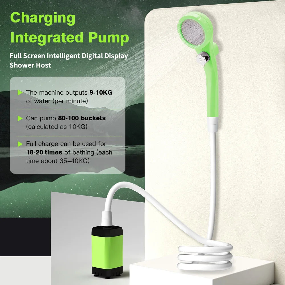 Portable Outdoor Shower Kit - 6000 mAh Battery-Powered Pump - Camping & Travel