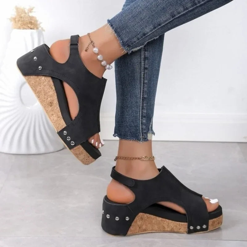 Women's Summer High Heel Platform Sandals - Elegant & Comfortable Solid Color Multiple Options