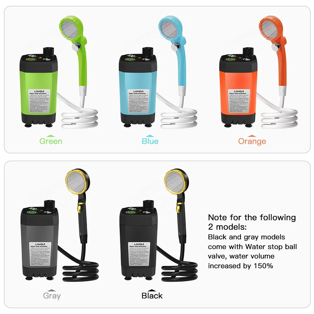 Portable Outdoor Shower Kit - 6000 mAh Battery-Powered Pump - Camping & Travel