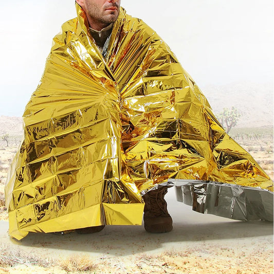 Emergency Thermal Foil Blanket Compact Waterproof & Windproof Survival Blanket