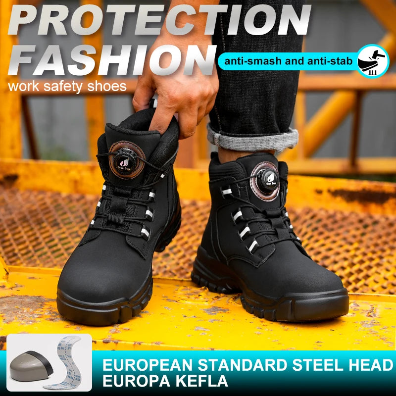 Men’s Lightweight Safety Shoes – Anti-Smash Anti-Puncture Slip-Resistant Work Boots