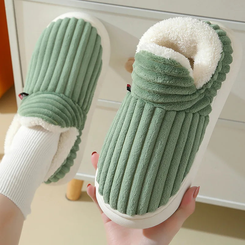 Chaussons douillets en peluche – Chaussures d'intérieur unisexes à semelle souple