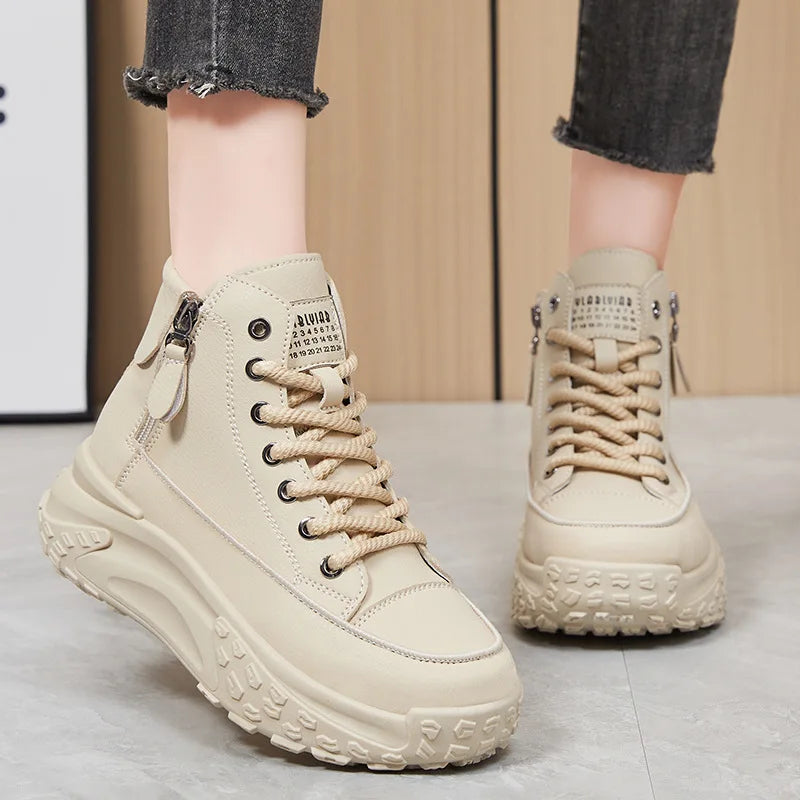 Women’s High Top Sneakers with Thick Non-Slip Sole – Casual Breathable Platform Shoes