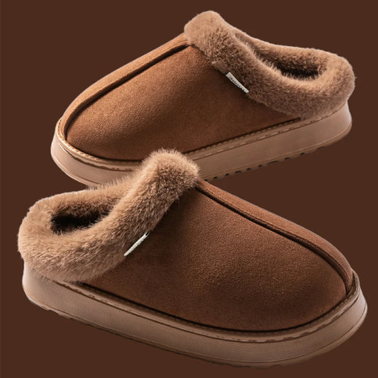 Men’s Winter Plush Slippers – Warm Cotton with Faux Suede Upper Anti-Slip Sole