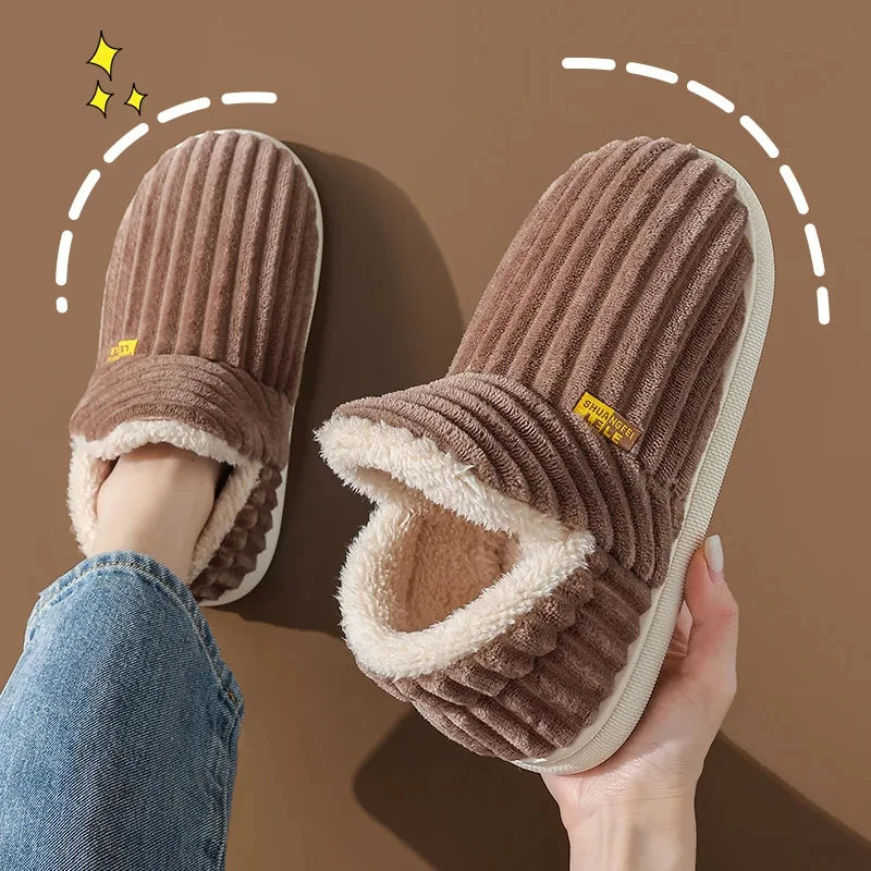 Chaussons douillets en peluche – Chaussures d'intérieur unisexes à semelle souple