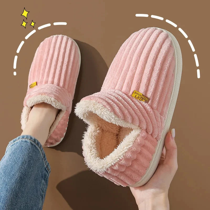 Chaussons douillets en peluche – Chaussures d'intérieur unisexes à semelle souple