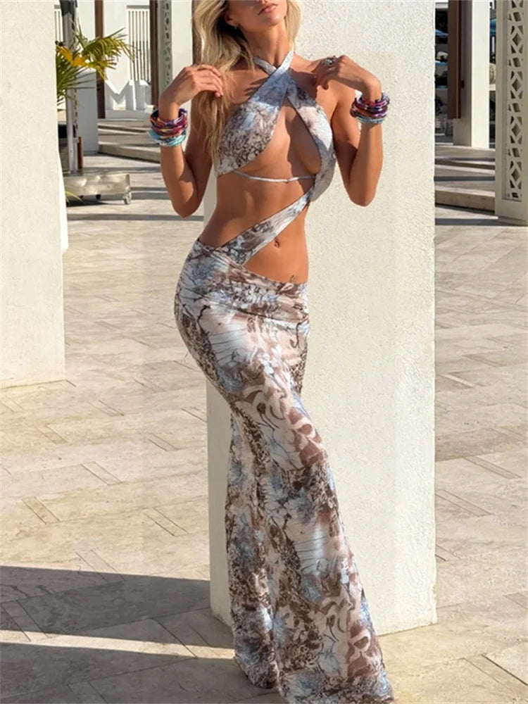 Women’s Sexy Bodycon Dress – Halter Neck Backless Sleeveless