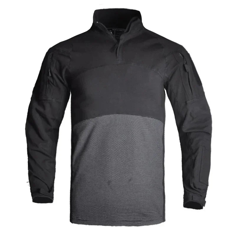 Men’s Tactical Camouflage Long Sleeve Shirt with High Collar