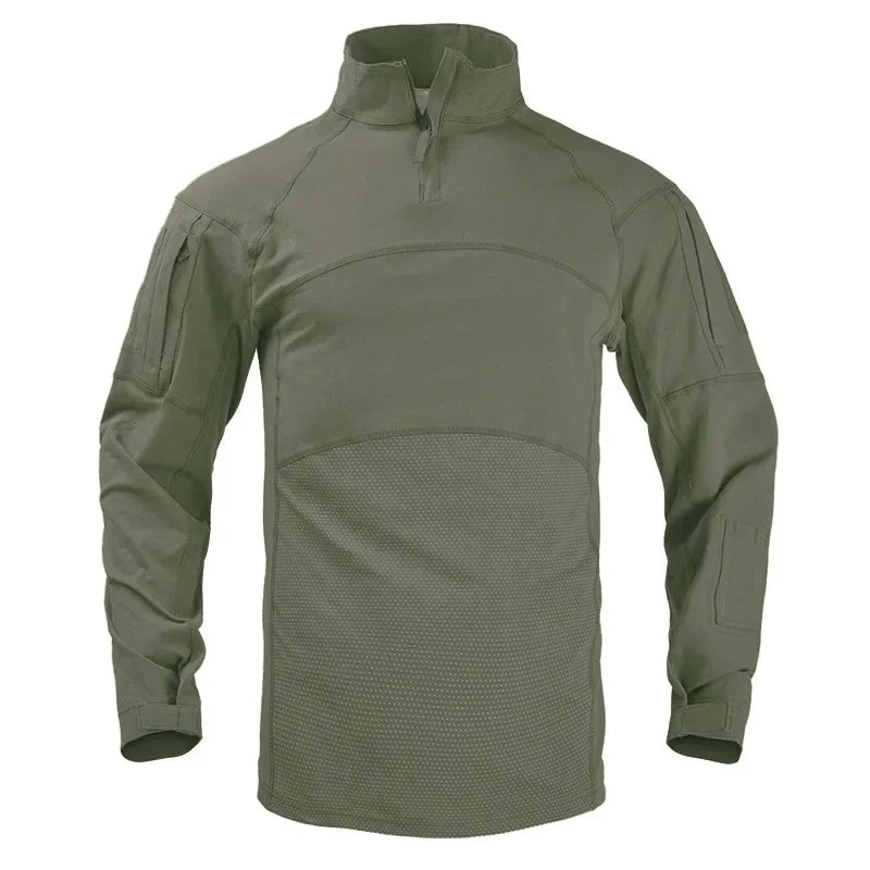 Men’s Tactical Camouflage Long Sleeve Shirt with High Collar
