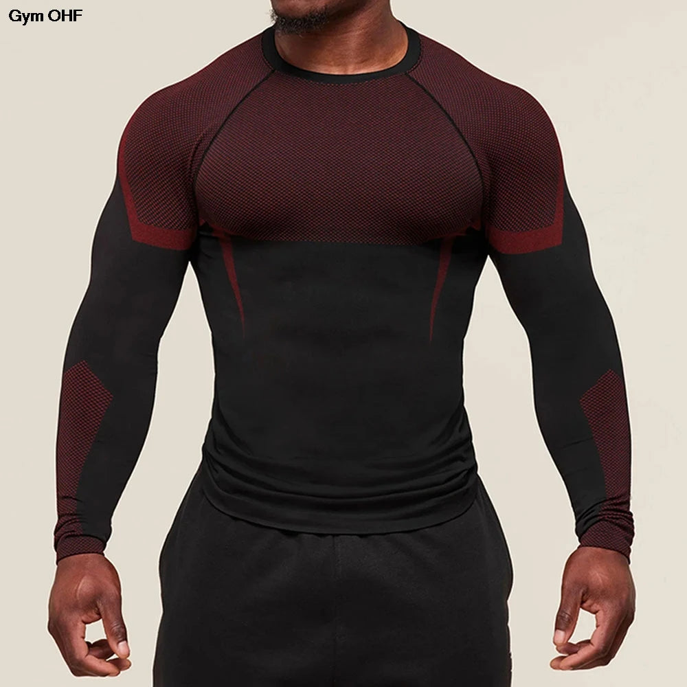 Men’s Long-Sleeve Quick-Dry Fitness Shirt – Breathable Slim Fit for Running & Training