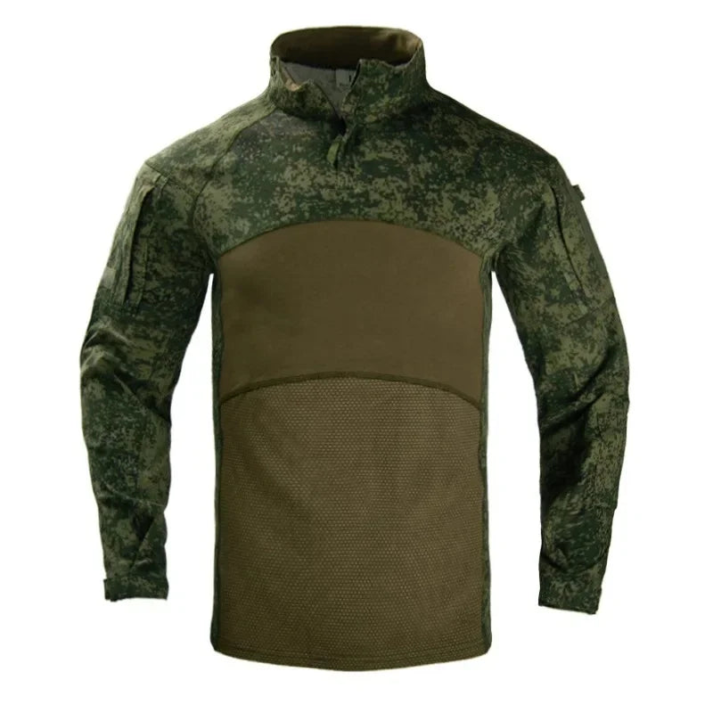 Men’s Tactical Camouflage Long Sleeve Shirt with High Collar