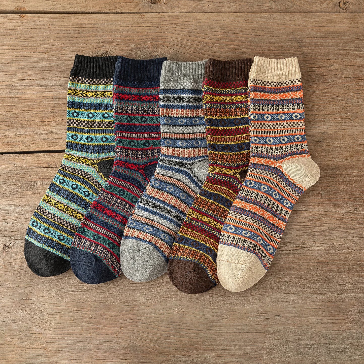 Uppsala Nordic Warm Socks (5 Pairs Set) | Unisex Winter Wool Socks