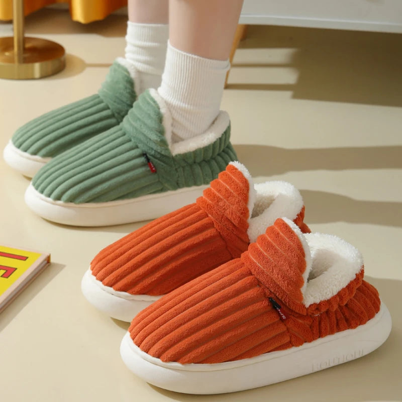 Chaussons douillets en peluche – Chaussures d'intérieur unisexes à semelle souple