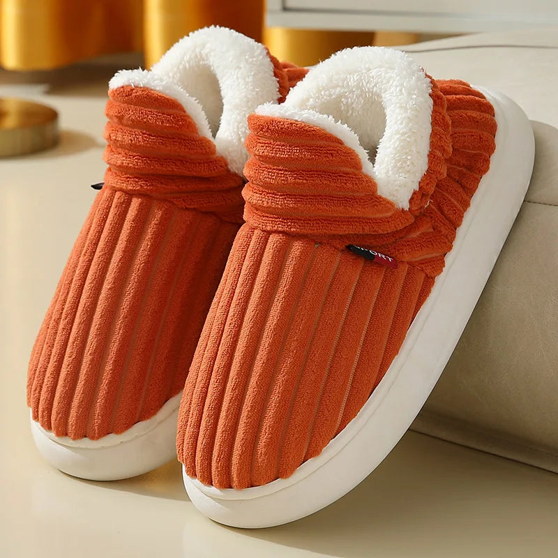 Chaussons douillets en peluche – Chaussures d'intérieur unisexes à semelle souple