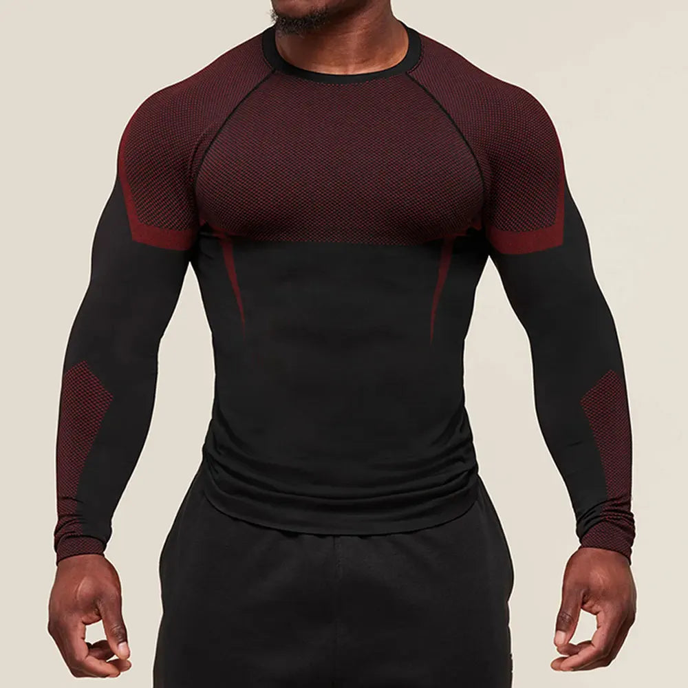 Men’s Long-Sleeve Quick-Dry Fitness Shirt – Breathable Slim Fit for Running & Training