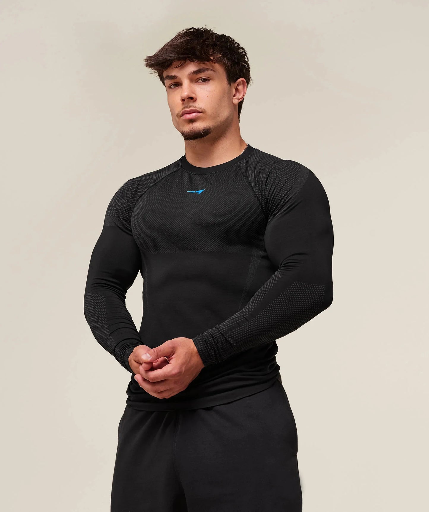 Men’s Long-Sleeve Quick-Dry Fitness Shirt – Breathable Slim Fit for Running & Training