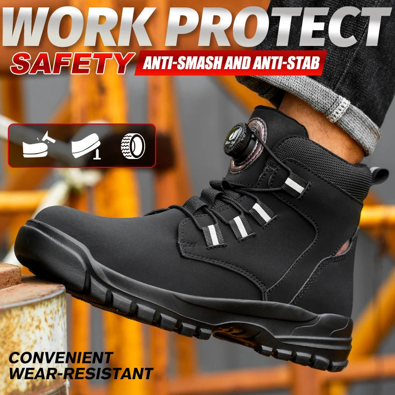 Men’s Lightweight Safety Shoes – Anti-Smash Anti-Puncture Slip-Resistant Work Boots