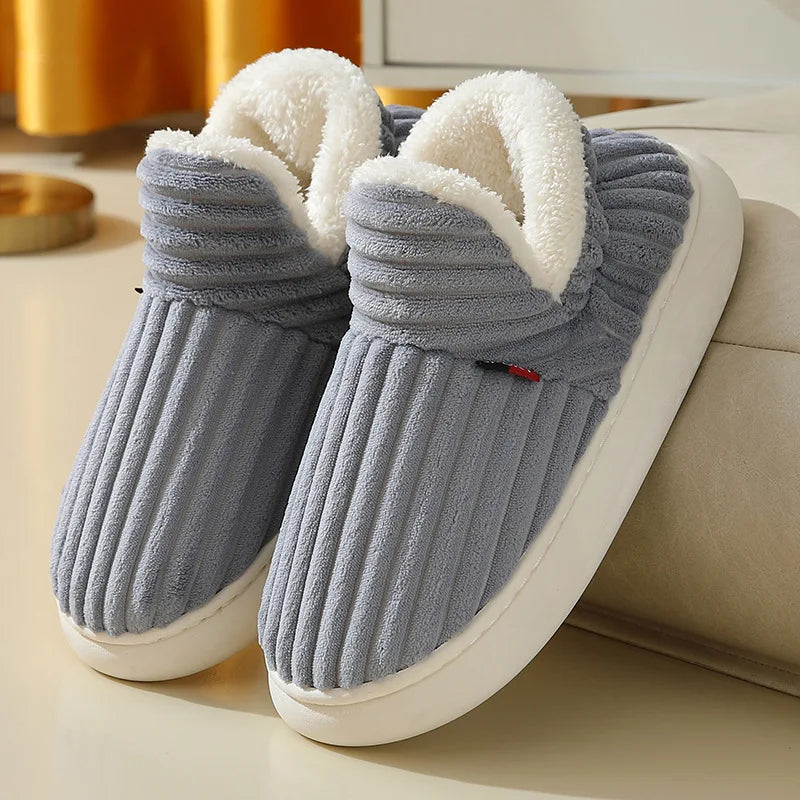 Chaussons douillets en peluche – Chaussures d'intérieur unisexes à semelle souple