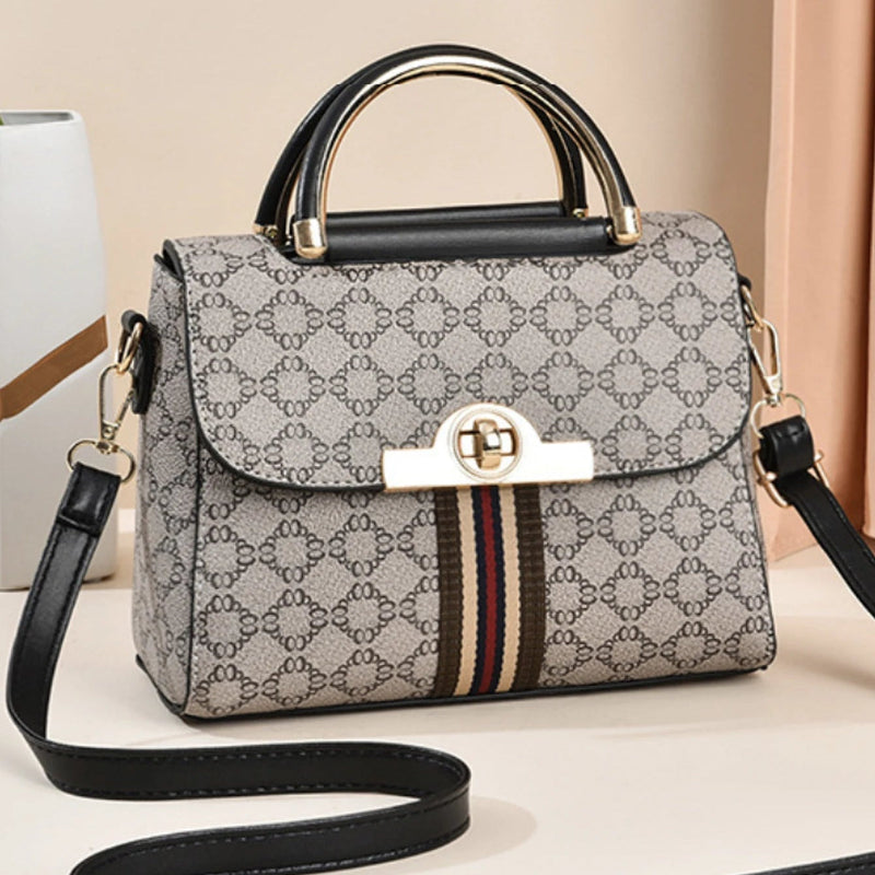 GeoCharm – Borsa a tracolla da donna con motivo retrò e cerniera posteriore