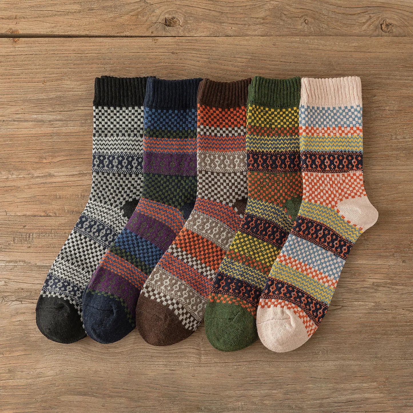 Göteborg Nordic Warm Socks (5 Pairs Set) | Unisex Vintage Winter Socks