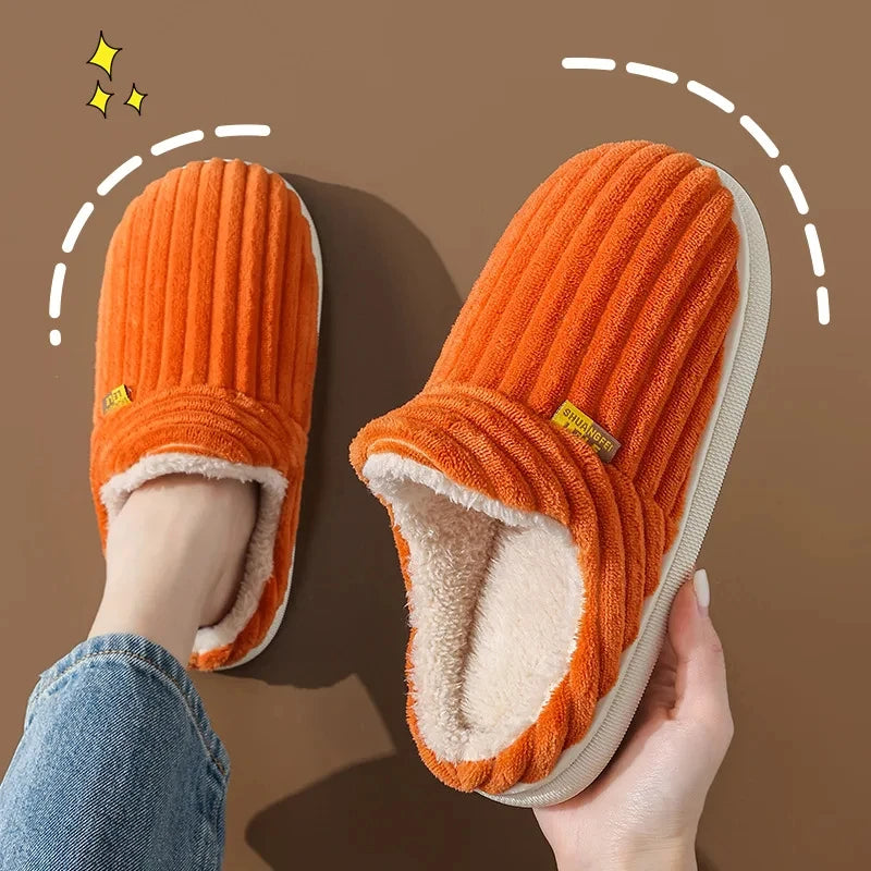 Chaussons douillets en peluche – Chaussures d'intérieur unisexes à semelle souple