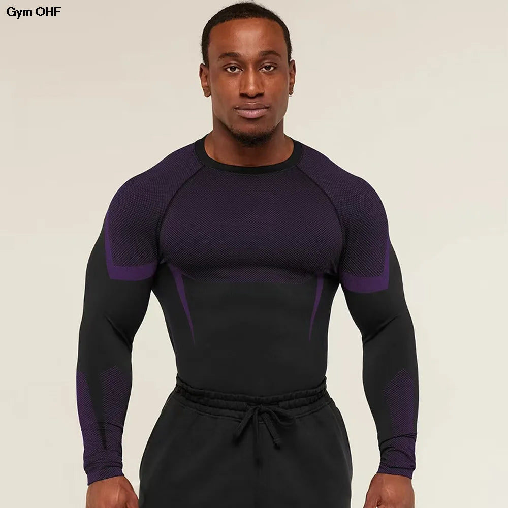 Men’s Long-Sleeve Quick-Dry Fitness Shirt – Breathable Slim Fit for Running & Training
