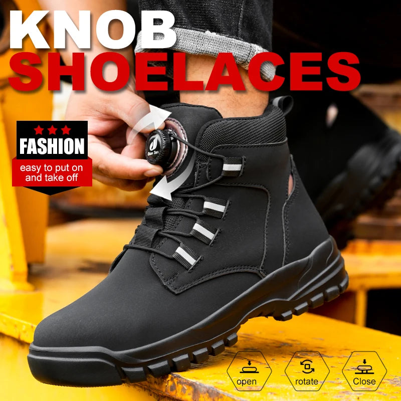 Men’s Lightweight Safety Shoes – Anti-Smash Anti-Puncture Slip-Resistant Work Boots