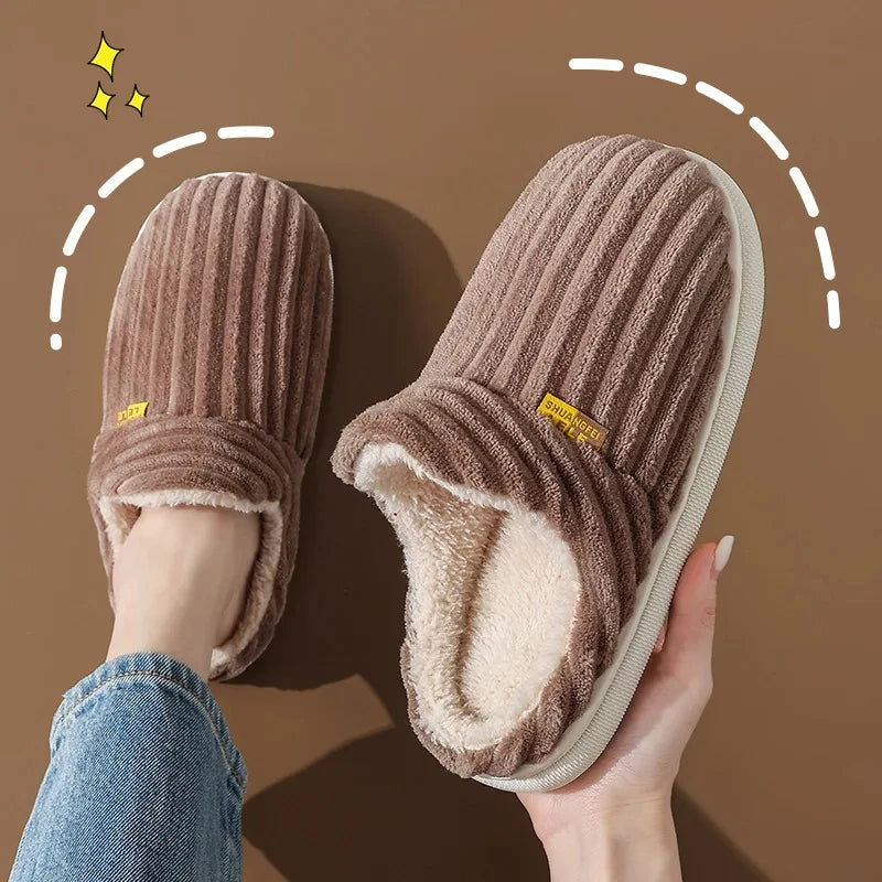 Chaussons douillets en peluche – Chaussures d'intérieur unisexes à semelle souple