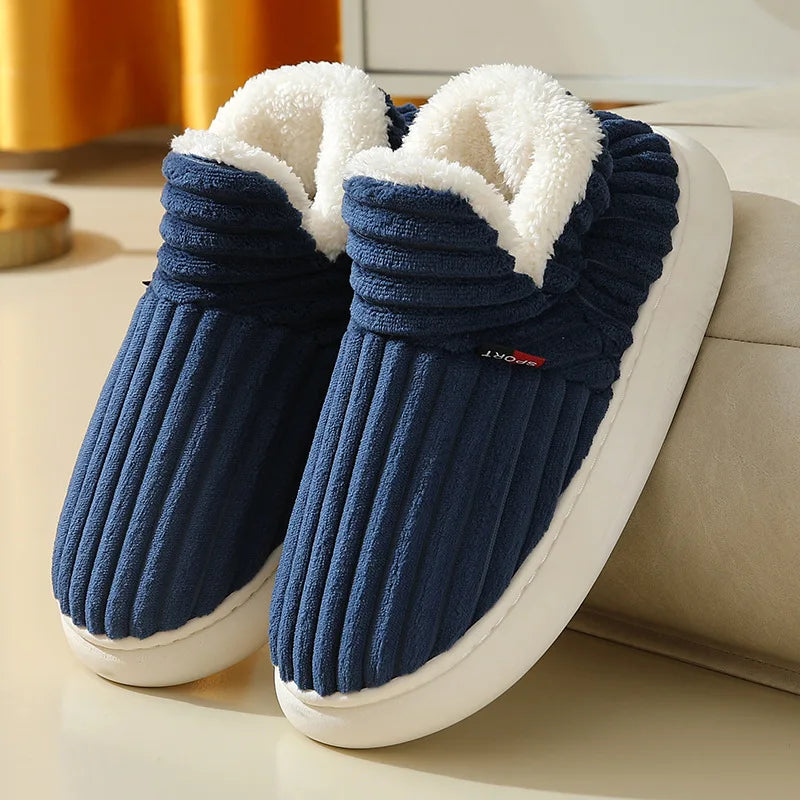 Chaussons douillets en peluche – Chaussures d'intérieur unisexes à semelle souple