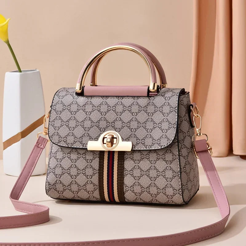 GeoCharm – Women’s Shoulder Bag with Retro Pattern & Back Zipper