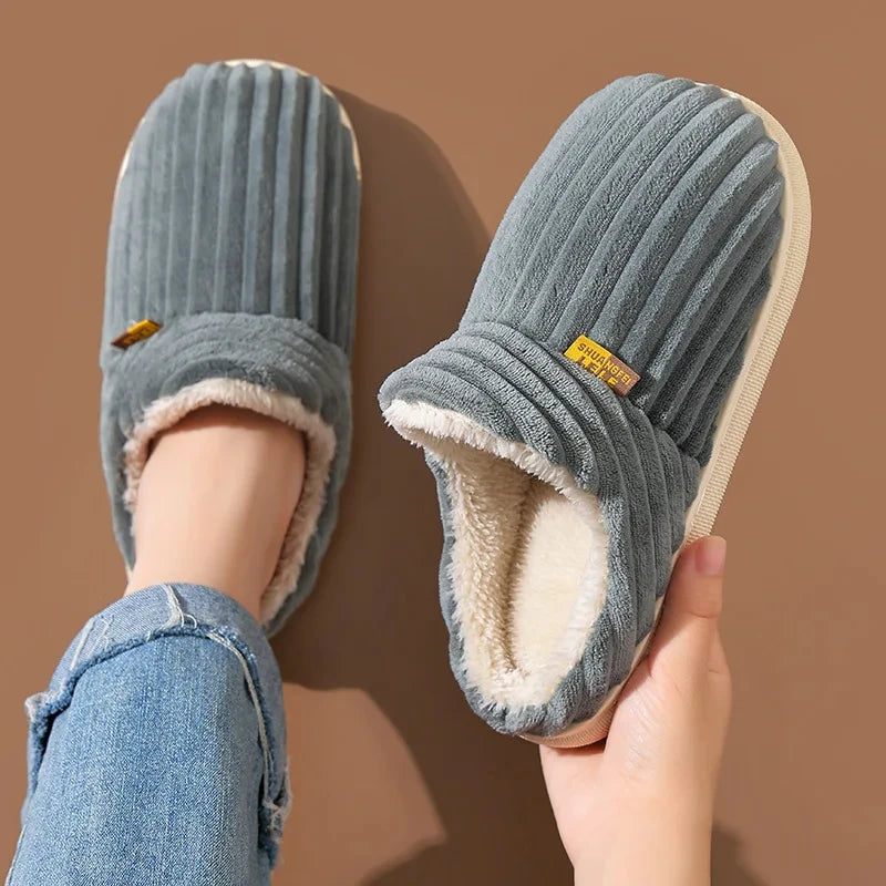Chaussons douillets en peluche – Chaussures d'intérieur unisexes à semelle souple