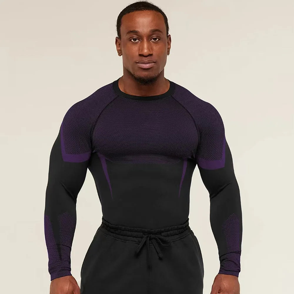Men’s Long-Sleeve Quick-Dry Fitness Shirt – Breathable Slim Fit for Running & Training