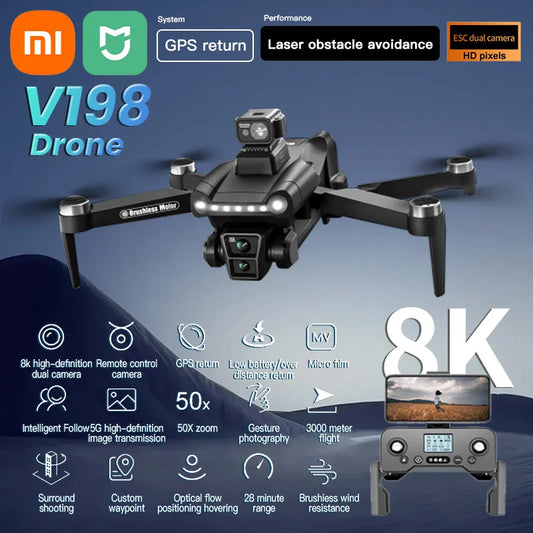 8K Drone GPS return - FPV - Anti-Collision Sensors - Flight up to 30 min