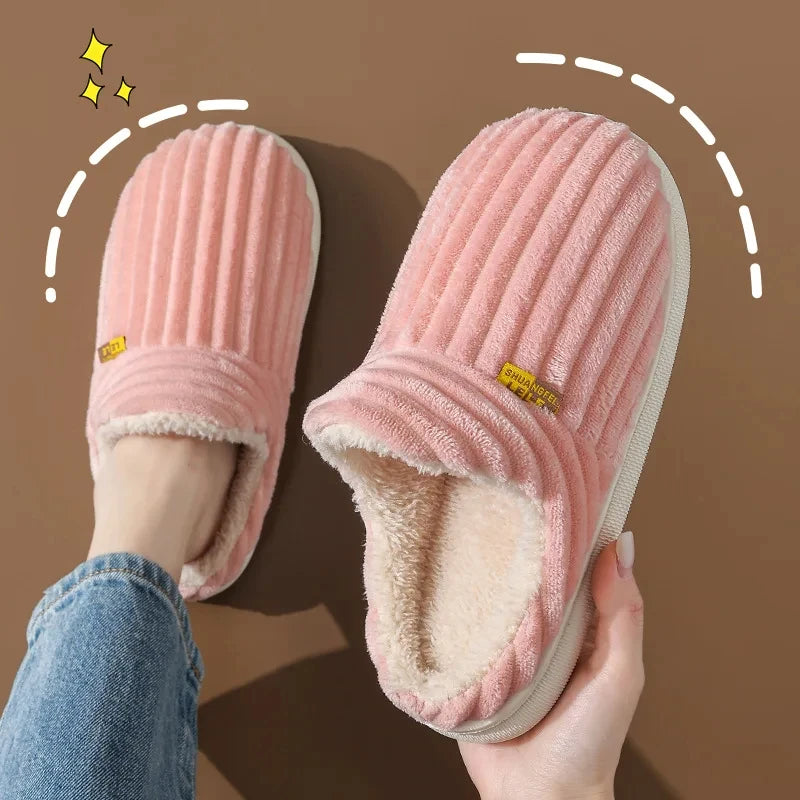 Chaussons douillets en peluche – Chaussures d'intérieur unisexes à semelle souple