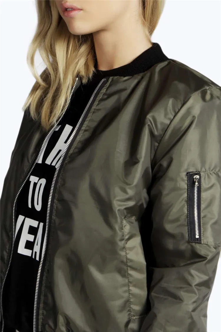 Women’s Bomber Jacket with Zipper – Autumn Winter Fashion