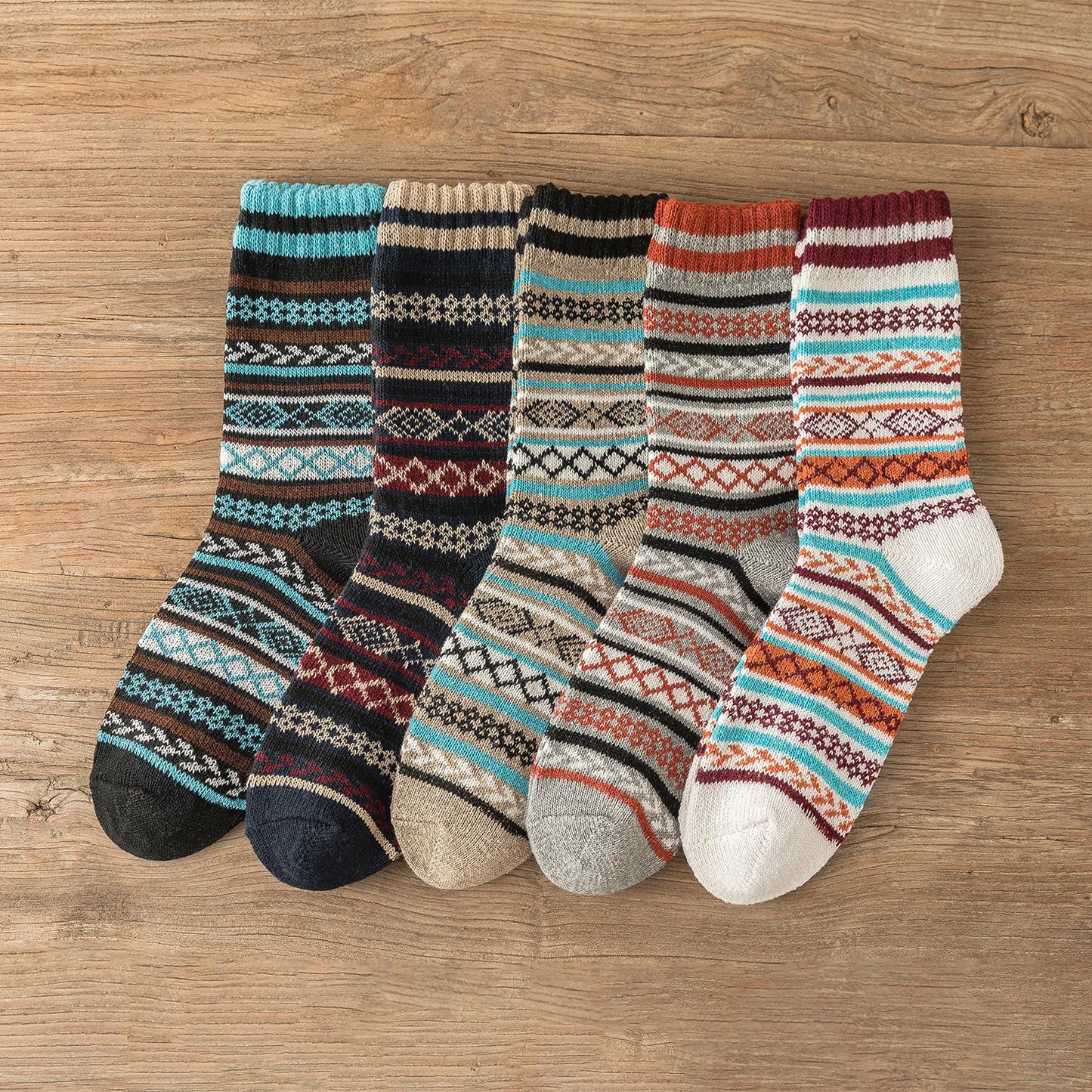 Bornholm Nordic Warm Socks (5 Pairs Set) | Unisex Vintage Winter Socks