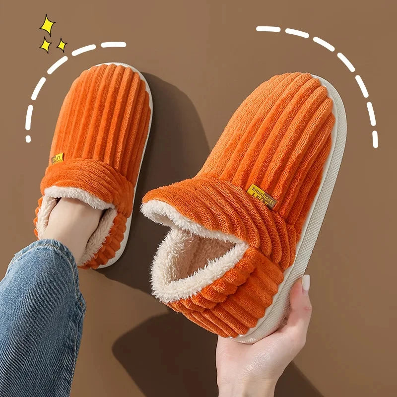 Chaussons douillets en peluche – Chaussures d'intérieur unisexes à semelle souple